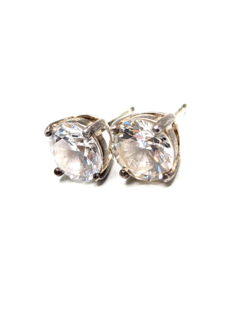Sterling Silver 925 CZ Round Clear Brilliant Cut Solitaire 8mm Stud Earring 2.6g